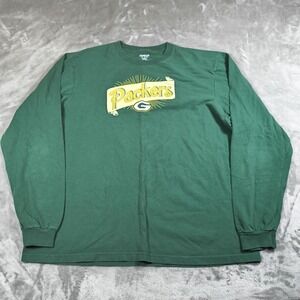 Green Bay Packers Shirt Mens XXL Green Long Sleeve Reebok Y2k Football NFL